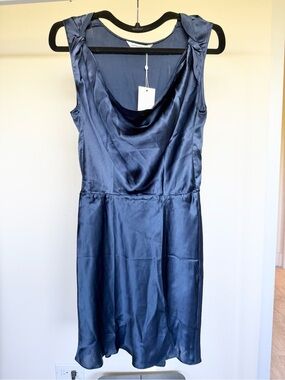satin cowl neck dress